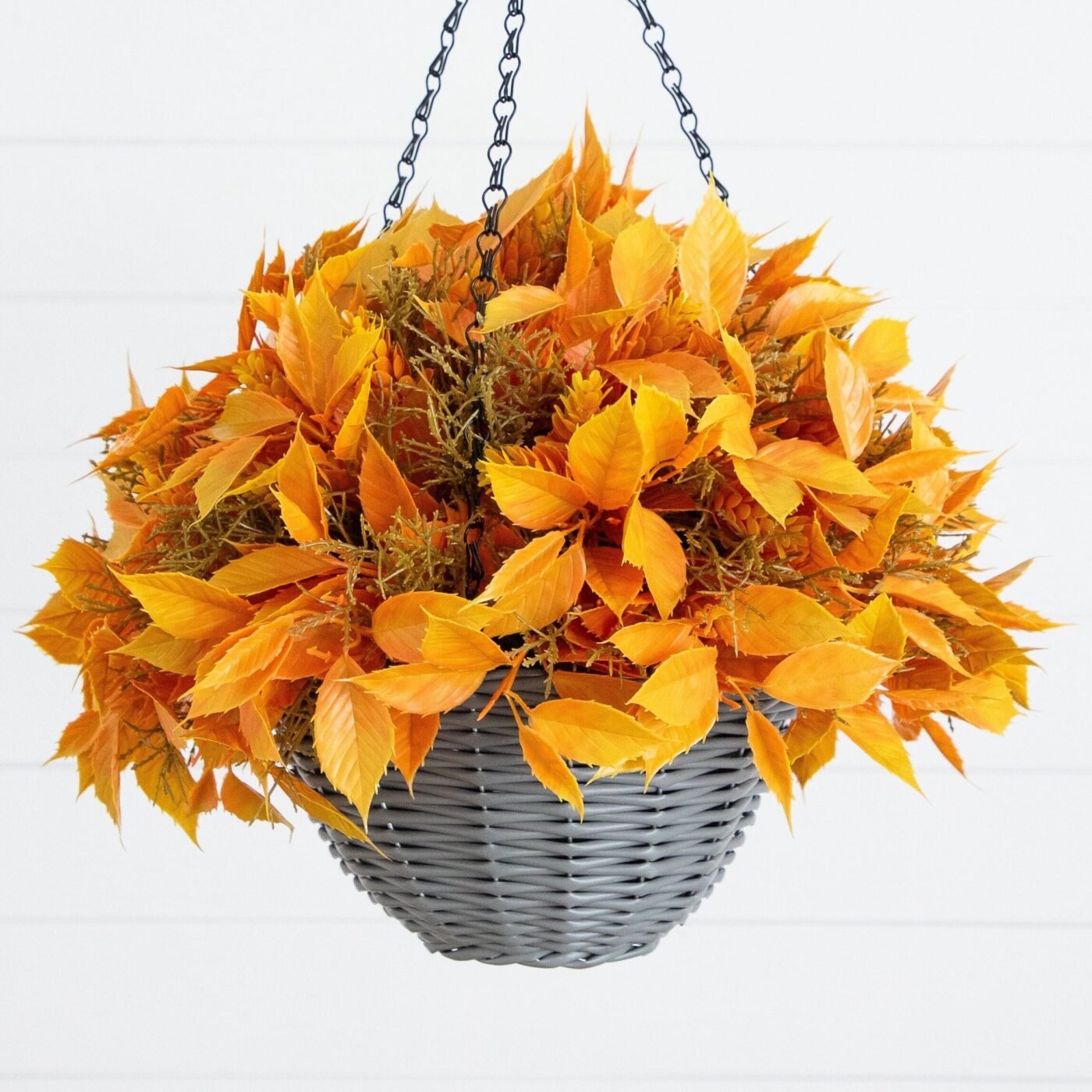 22" UV Resistant Autumn Artificial Fall Foliage Hanging Basket (Indoor/Outdoor)