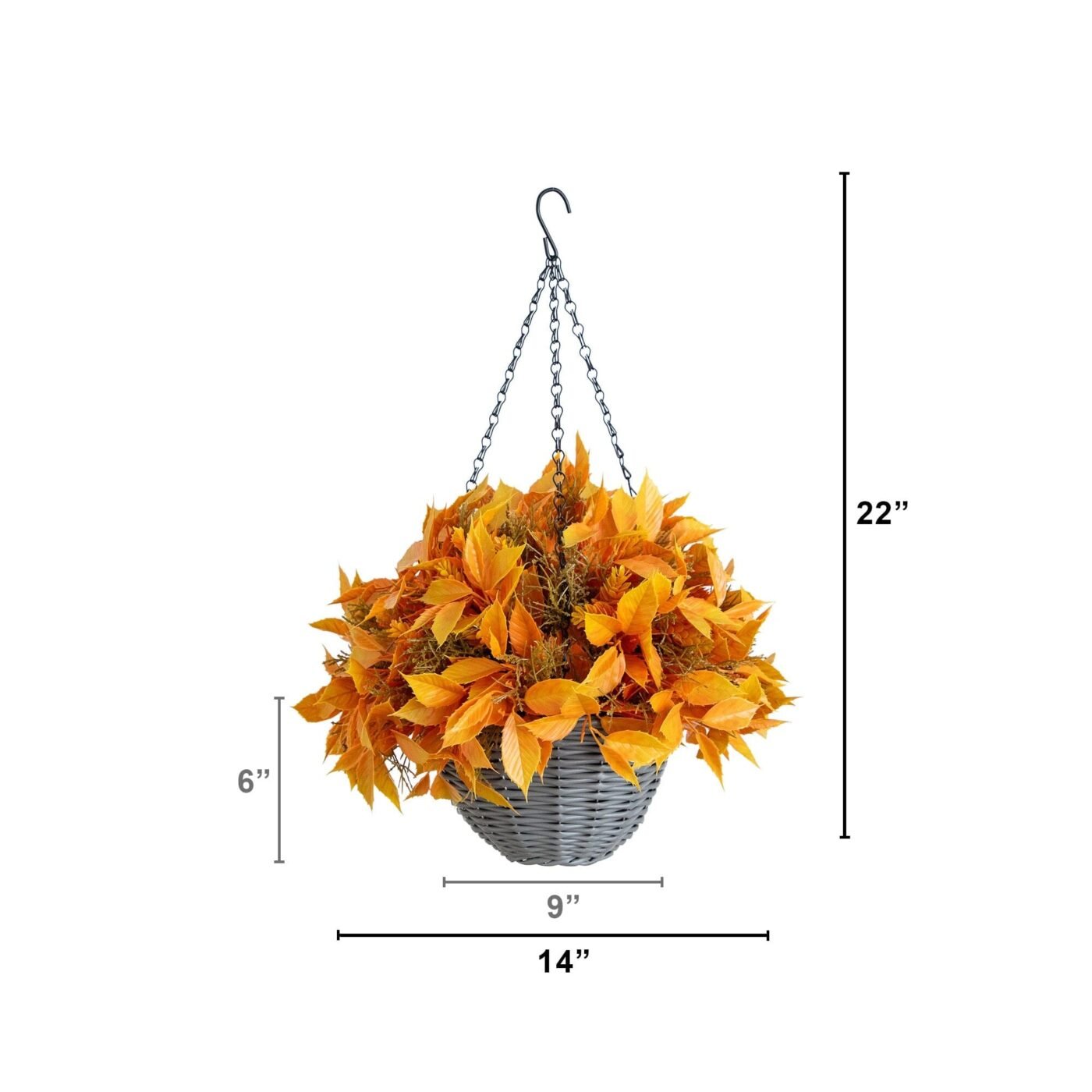 22" UV Resistant Autumn Artificial Fall Foliage Hanging Basket (Indoor/Outdoor)