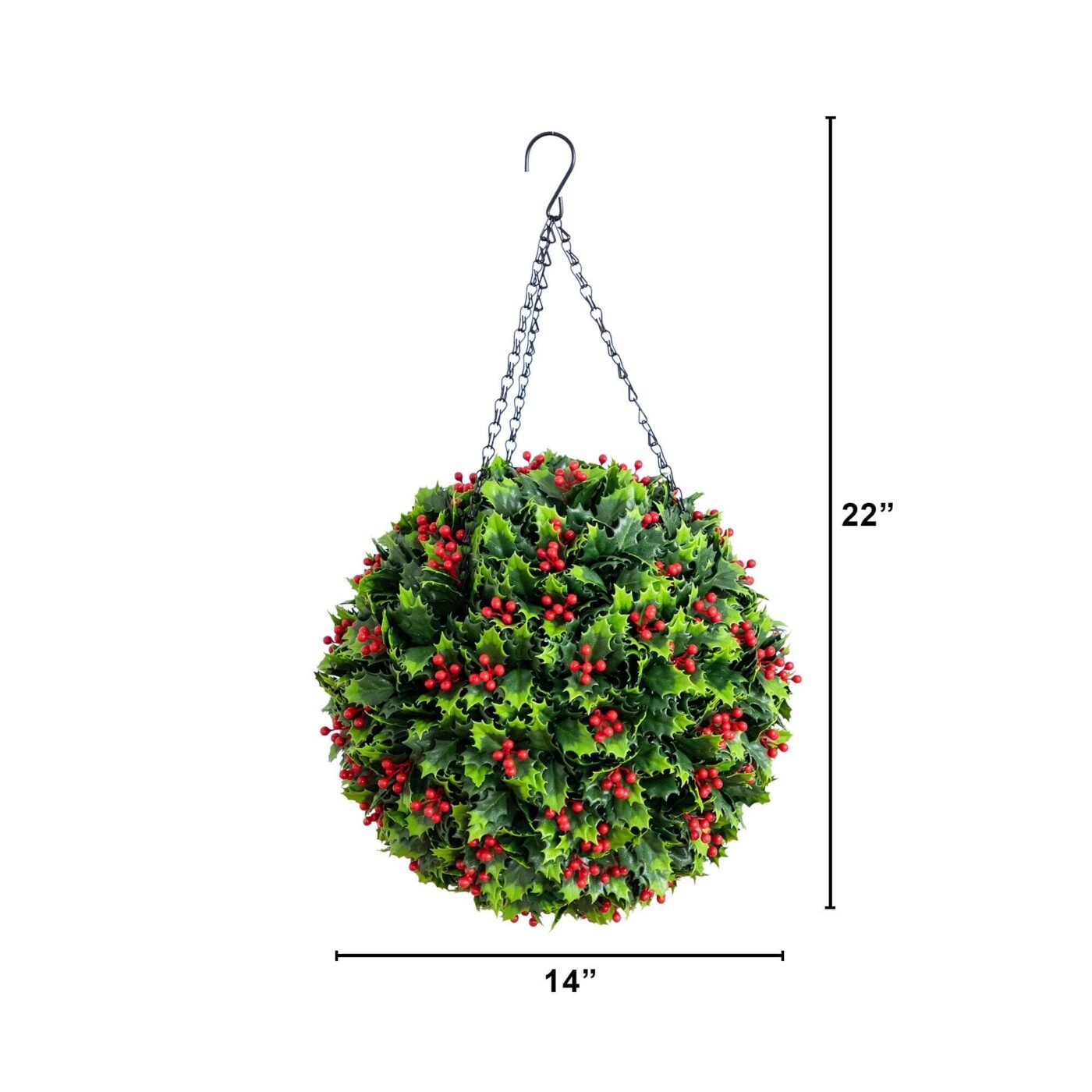 22" UV Resistant Artificial Holly Berry Christmas Hanging Ball (Indoor/Outdoor)