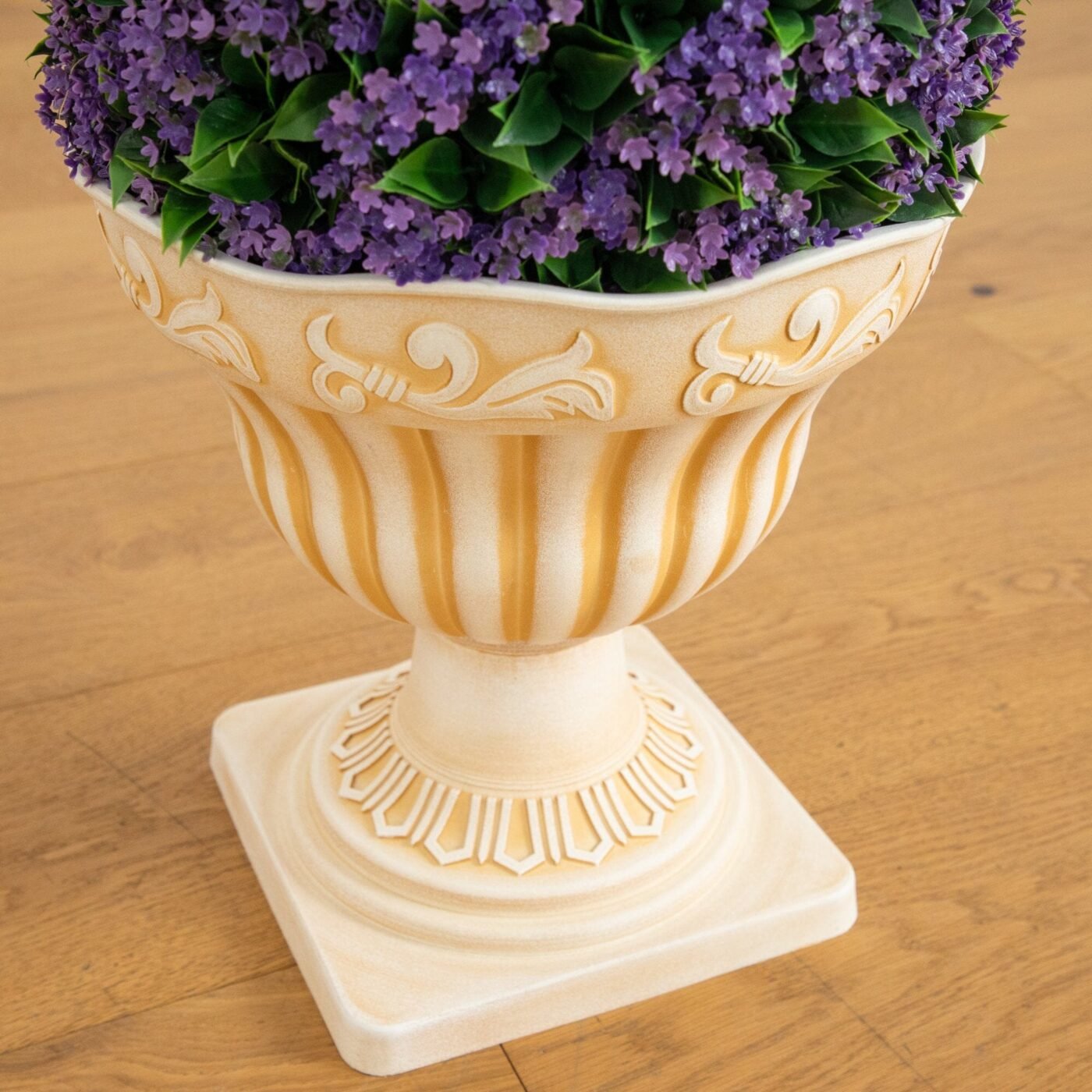 22" UV Resistant Artificial Flowering Ball Topiary in Decorative Urn Planter (Indoor/Outdoor)