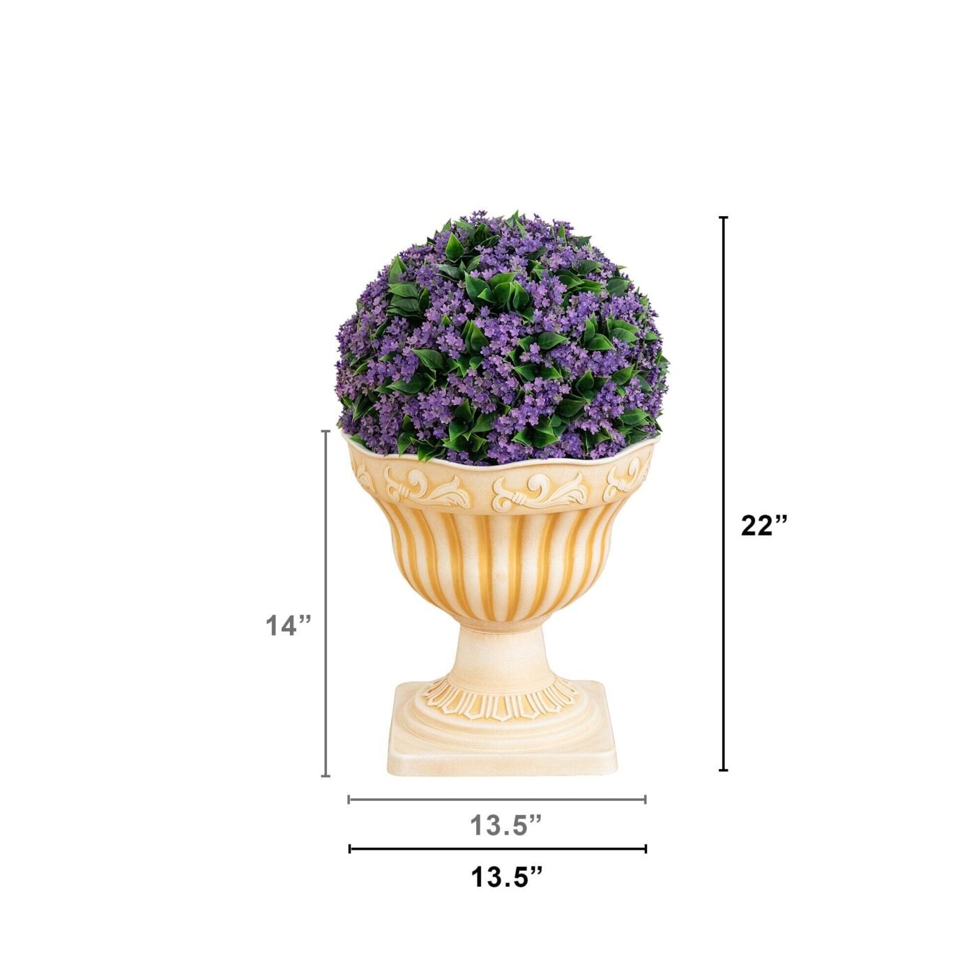 22" UV Resistant Artificial Flowering Ball Topiary in Decorative Urn Planter (Indoor/Outdoor)