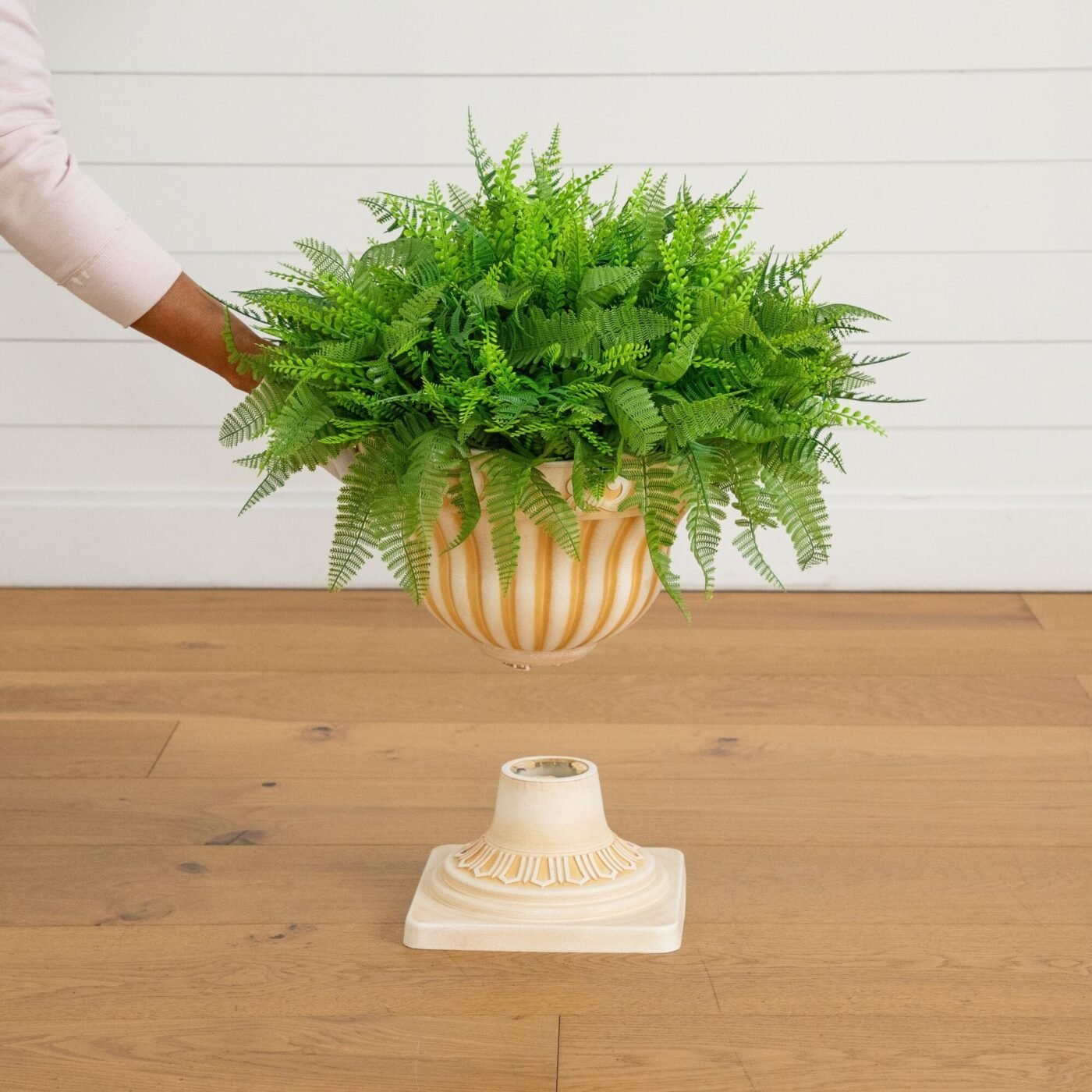 22" UV Resistant Artificial Fern in Decorative Urn Planter (Indoor/Outdoor)