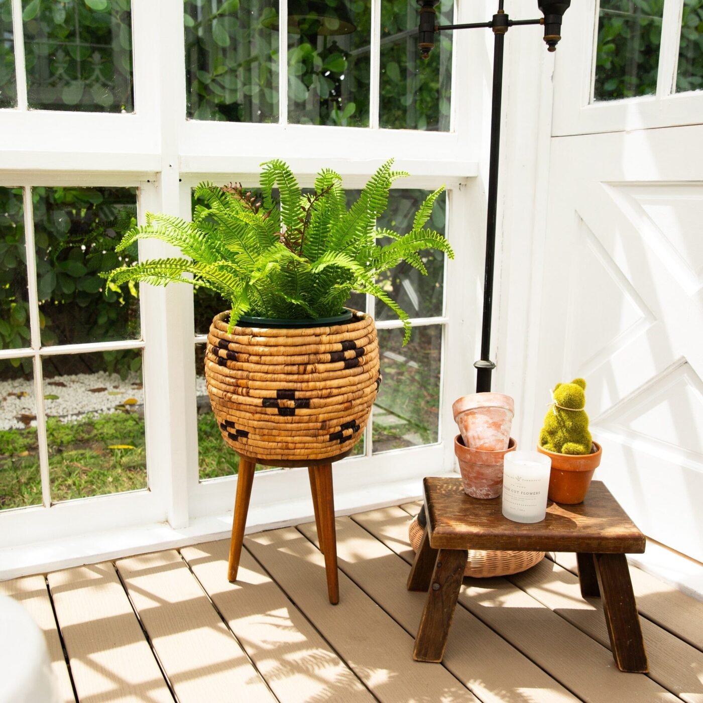 23-in UV Resistant Artificial Real Touch Boston Fern Plant (Indoor/Outdoor)