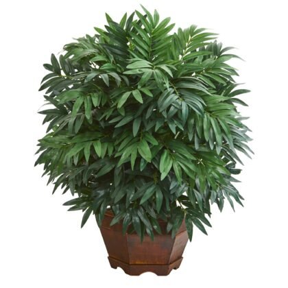 24" Bamboo Palm Artificial Plant in Decorative Planter