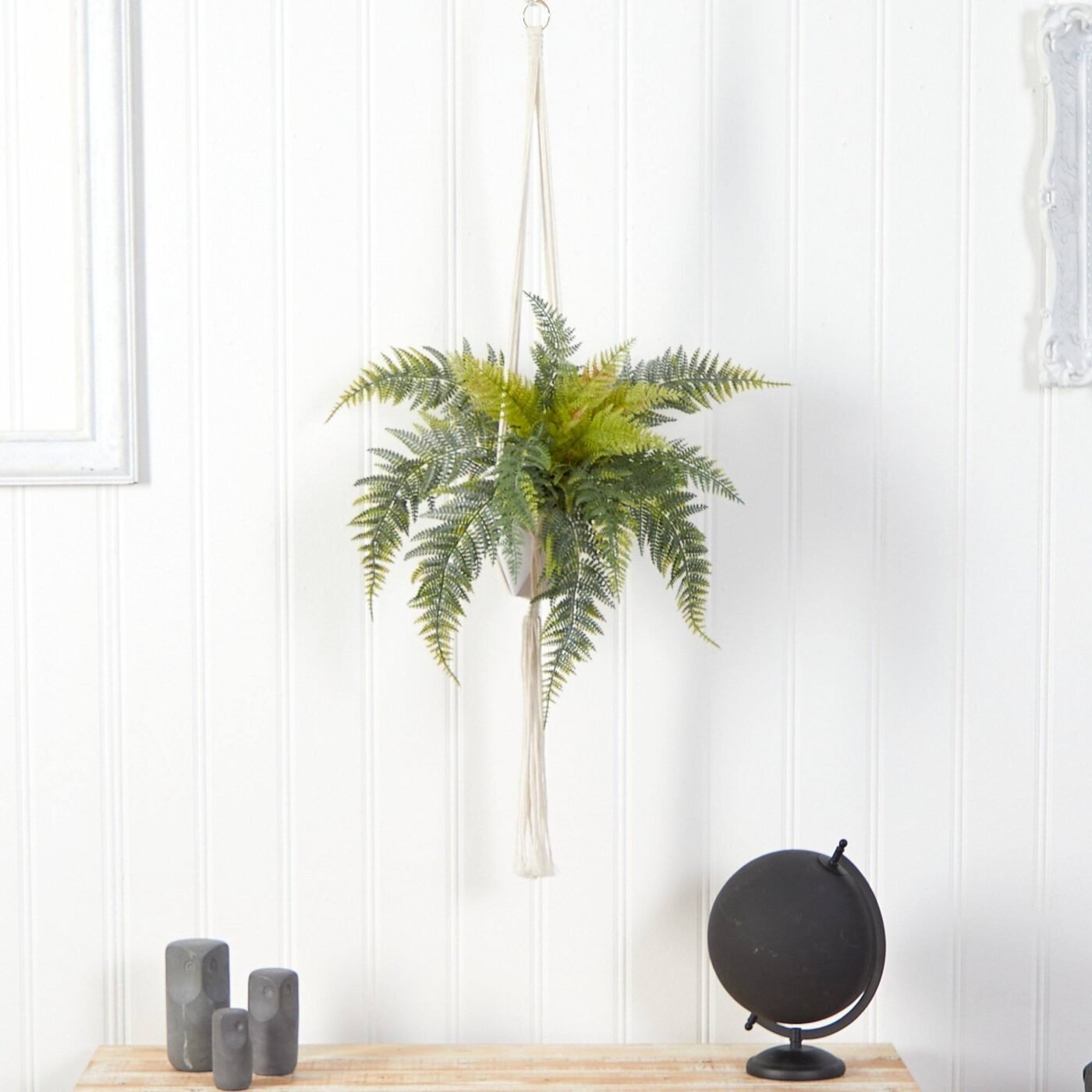 25" Fern Hanging Artificial Plant in Decorative Basket