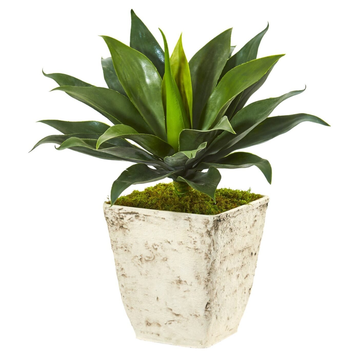 26" Large Agave Artificial Plant in Country White Planter