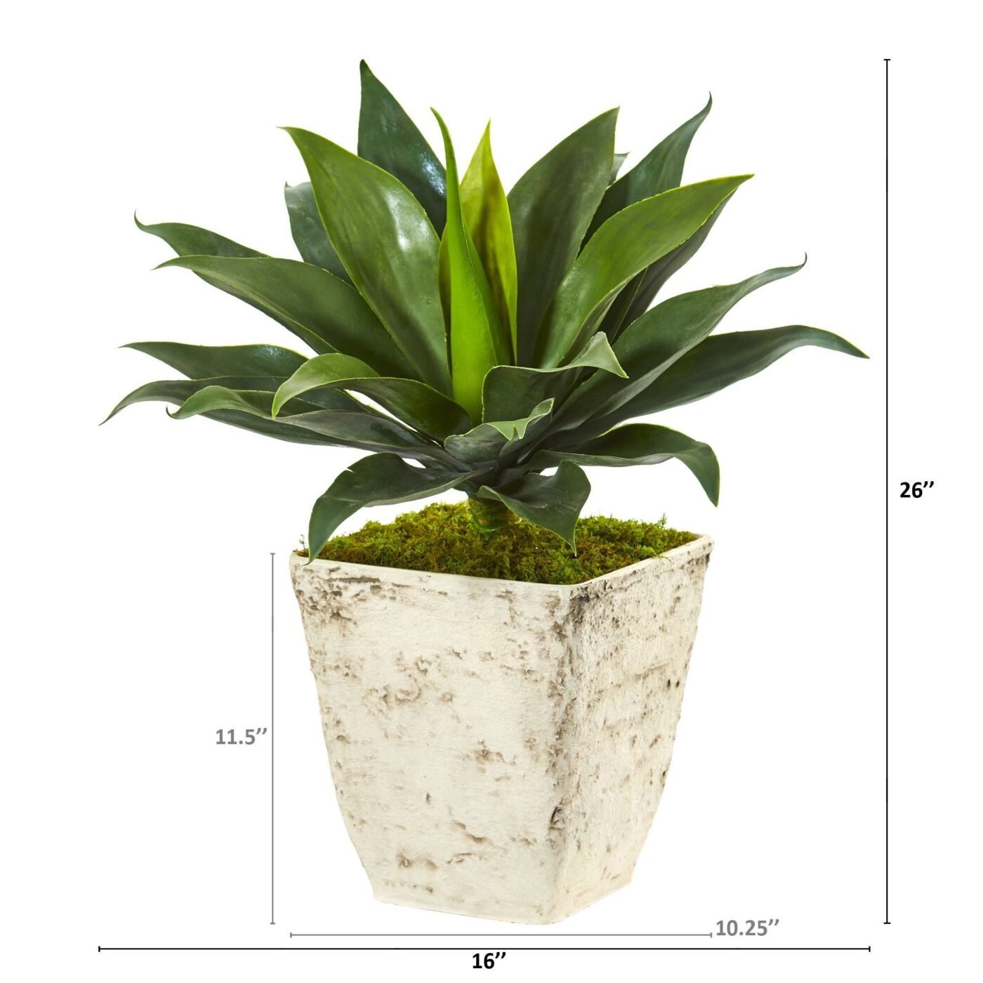 26" Large Agave Artificial Plant in Country White Planter