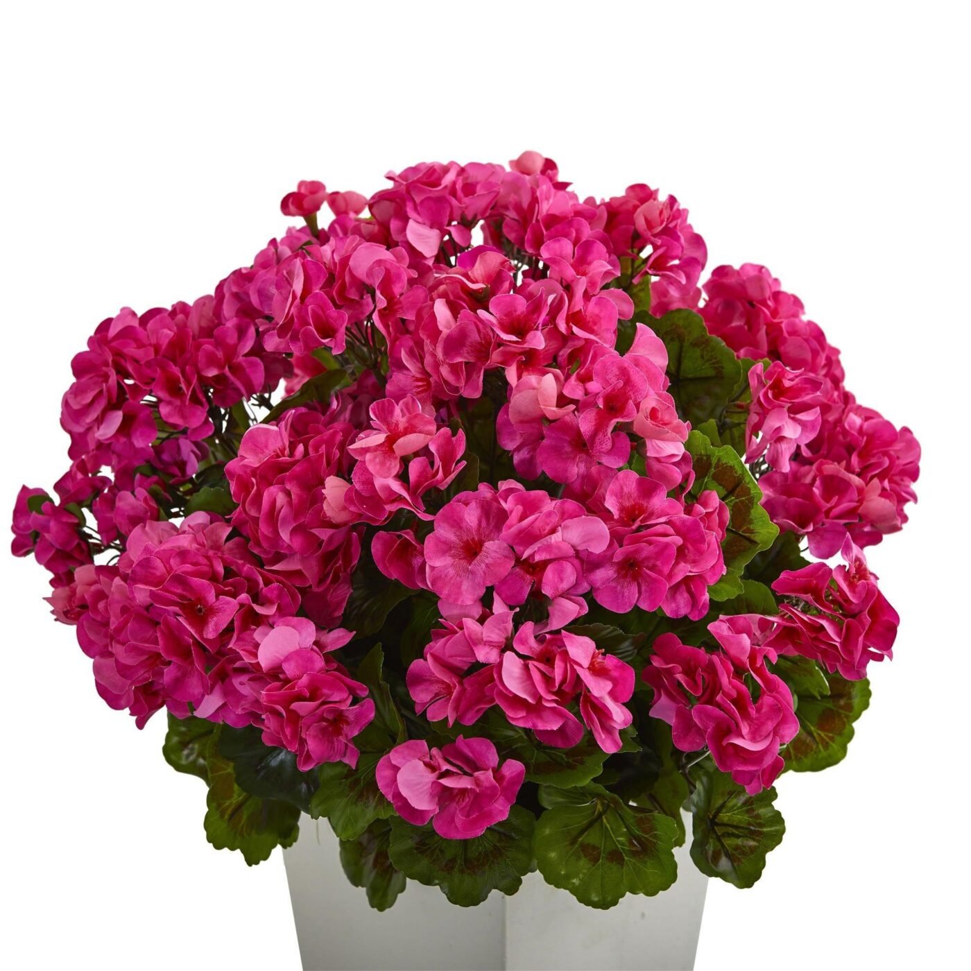 27" Geranium Artificial Plant in White Planter UV Resistant (Indoor/Outdoor)