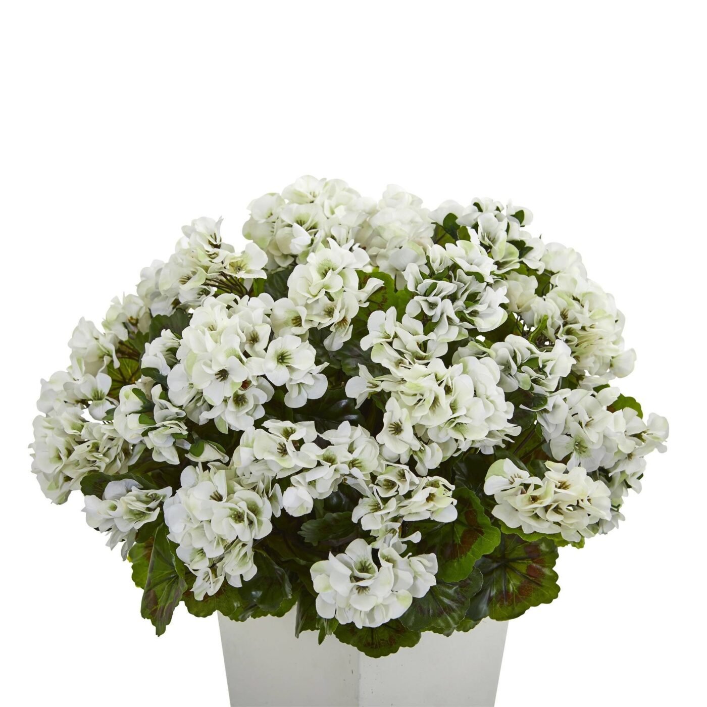 27" Geranium Artificial Plant in White Planter UV Resistant (Indoor/Outdoor)