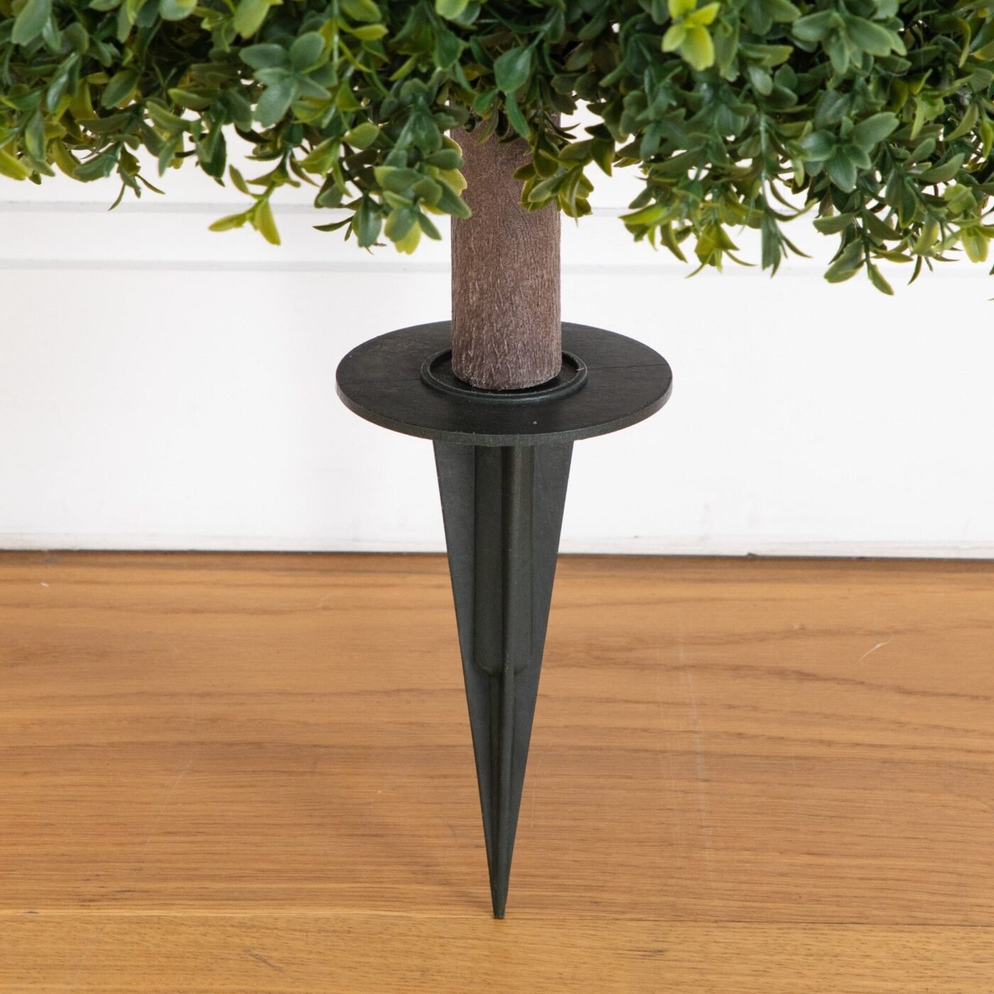 27" UV Resistant Artificial Boxwood Topiary with Integrated Ground Stake (Indoor/Outdoor) - Set of 2