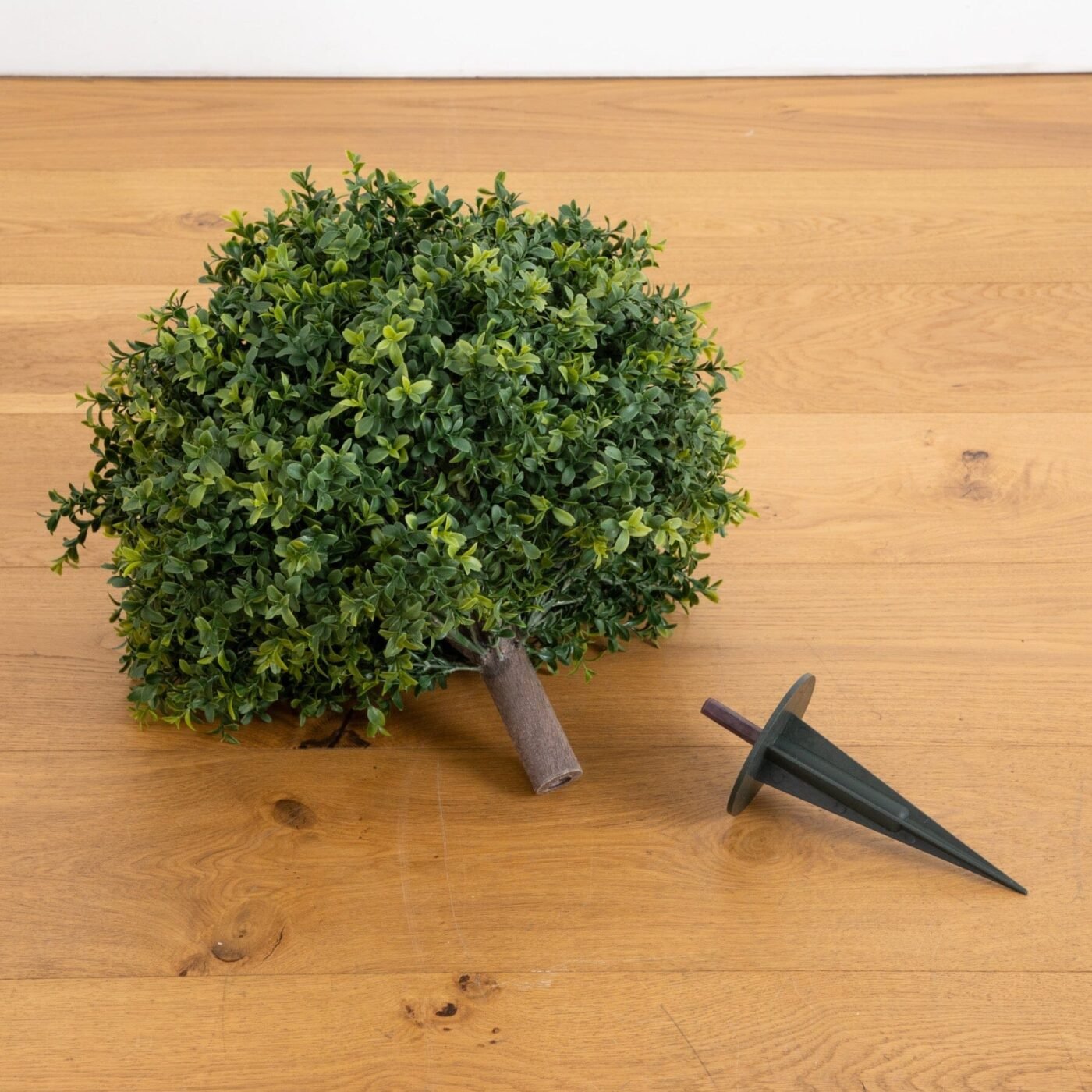 27" UV Resistant Artificial Boxwood Topiary with Integrated Ground Stake (Indoor/Outdoor) - Set of 2