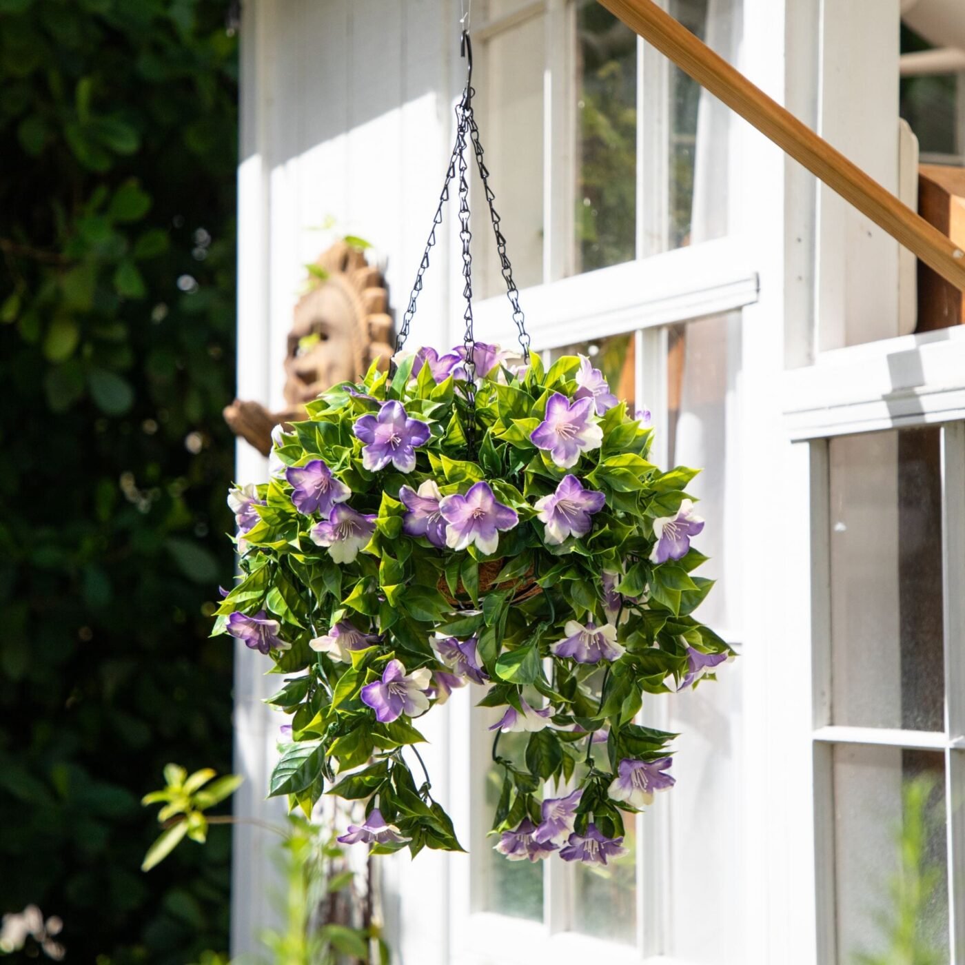 27" UV Resistant Artificial Azalea Hanging Basket (Indoor/Outdoor)