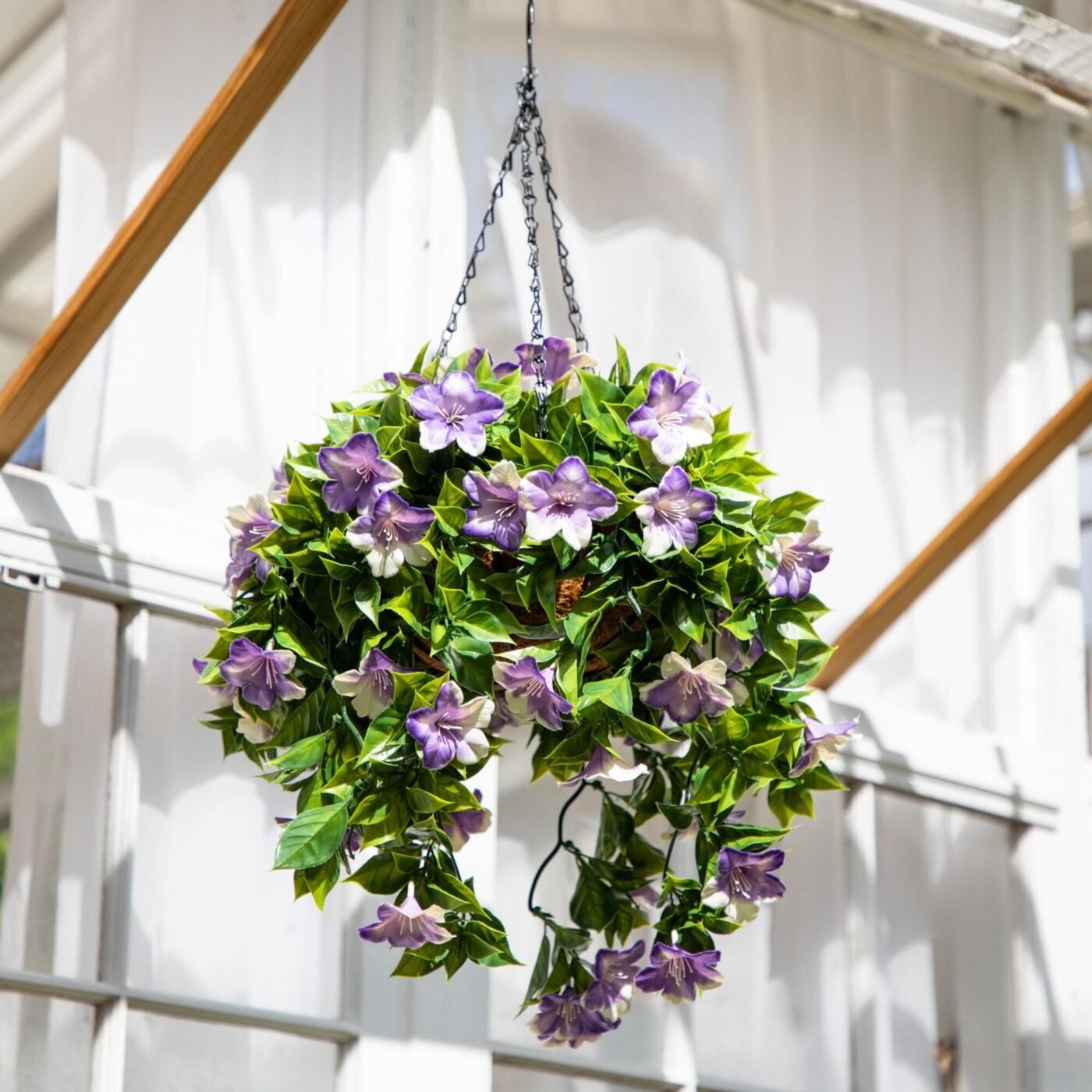 27" UV Resistant Artificial Azalea Hanging Basket (Indoor/Outdoor)