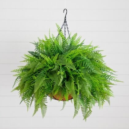 20" UV Resistant Artificial Mixed Fern Hanging Basket (Indoor/Outdoor)