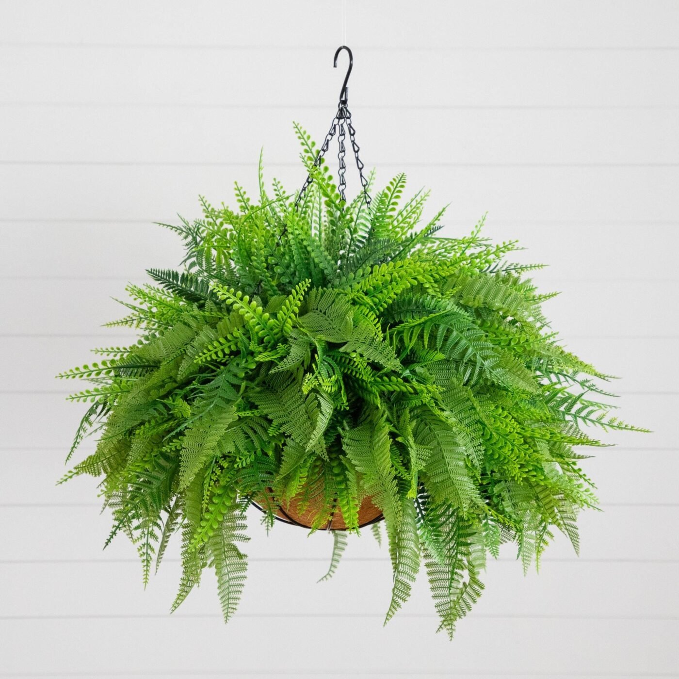 20" UV Resistant Artificial Mixed Fern Hanging Basket (Indoor/Outdoor)
