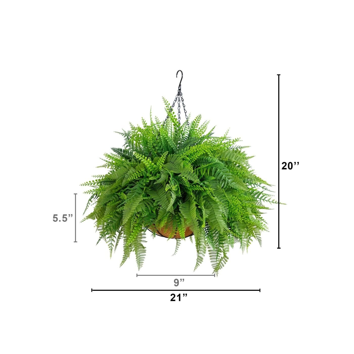 20" UV Resistant Artificial Mixed Fern Hanging Basket (Indoor/Outdoor)