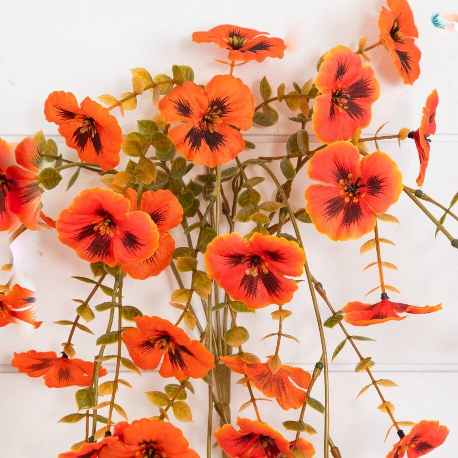 28" UV Resistant Autumn Artificial Fall Pansy Hanging Plant (Indoor/Outdoor) - Set of 4