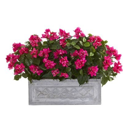 30" Bougainvillea Artificial Plant in Stone Planter