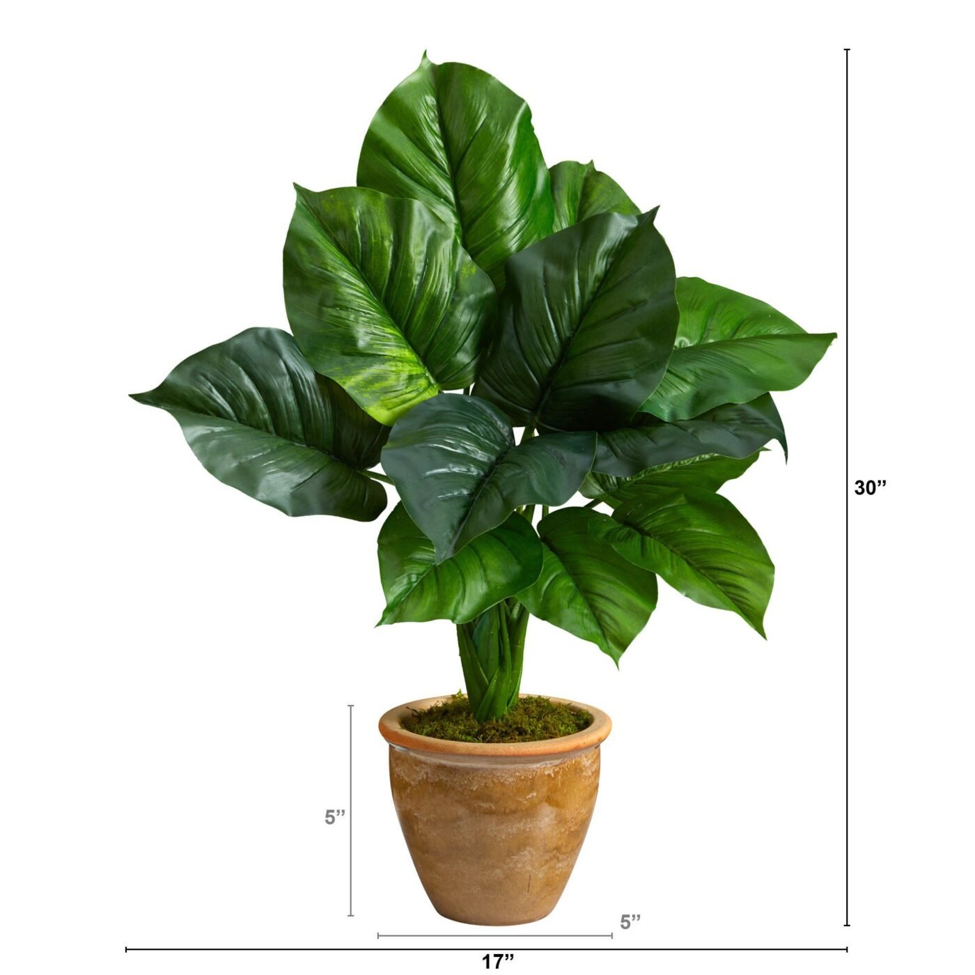 30" Large Philodendron Leaf Artificial Plant in Decorative Planter
