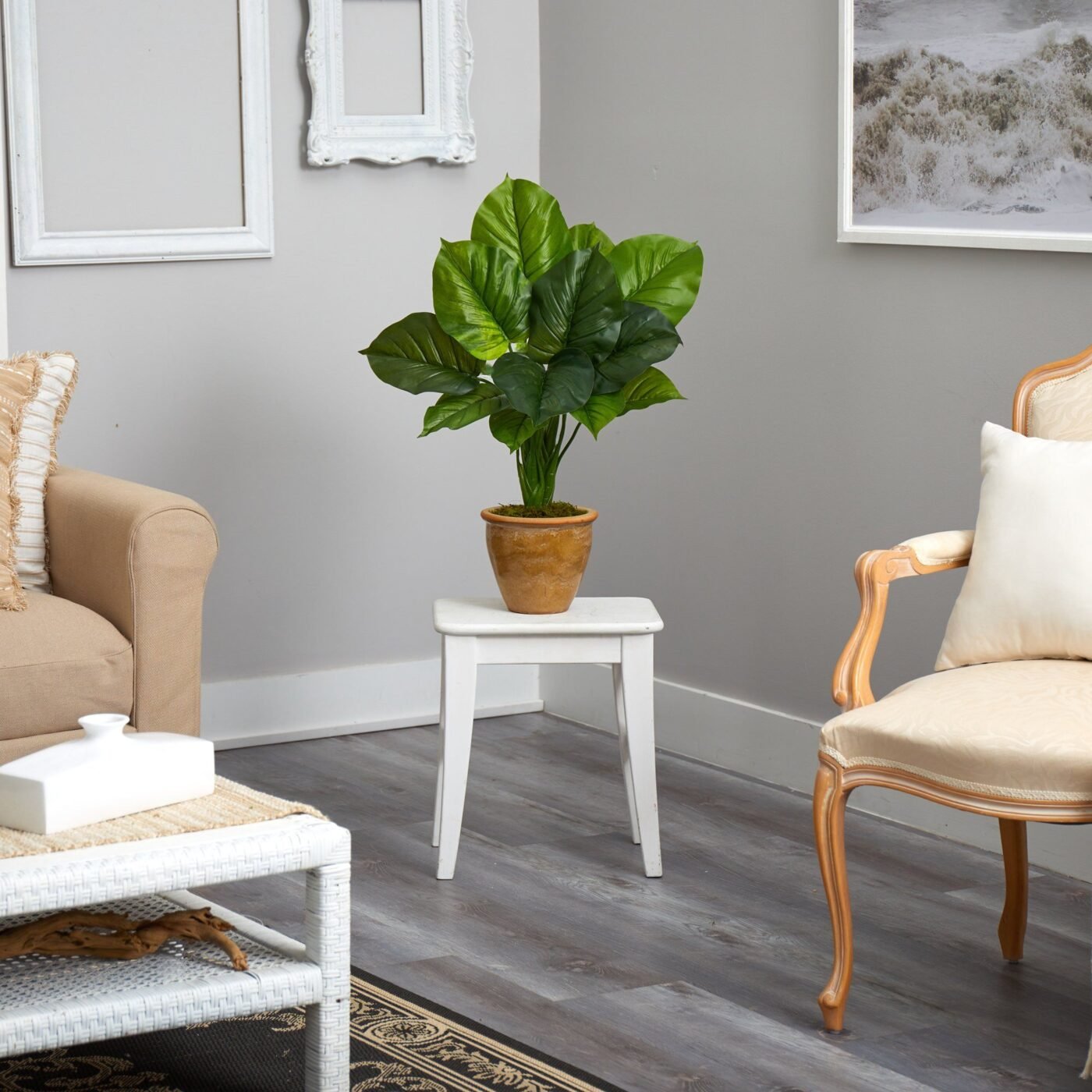 30" Large Philodendron Leaf Artificial Plant in Decorative Planter