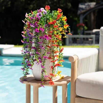 30" UV Resistant Artificial Daisy Hanging Plant (Indoor/Outdoor) - Set of 6