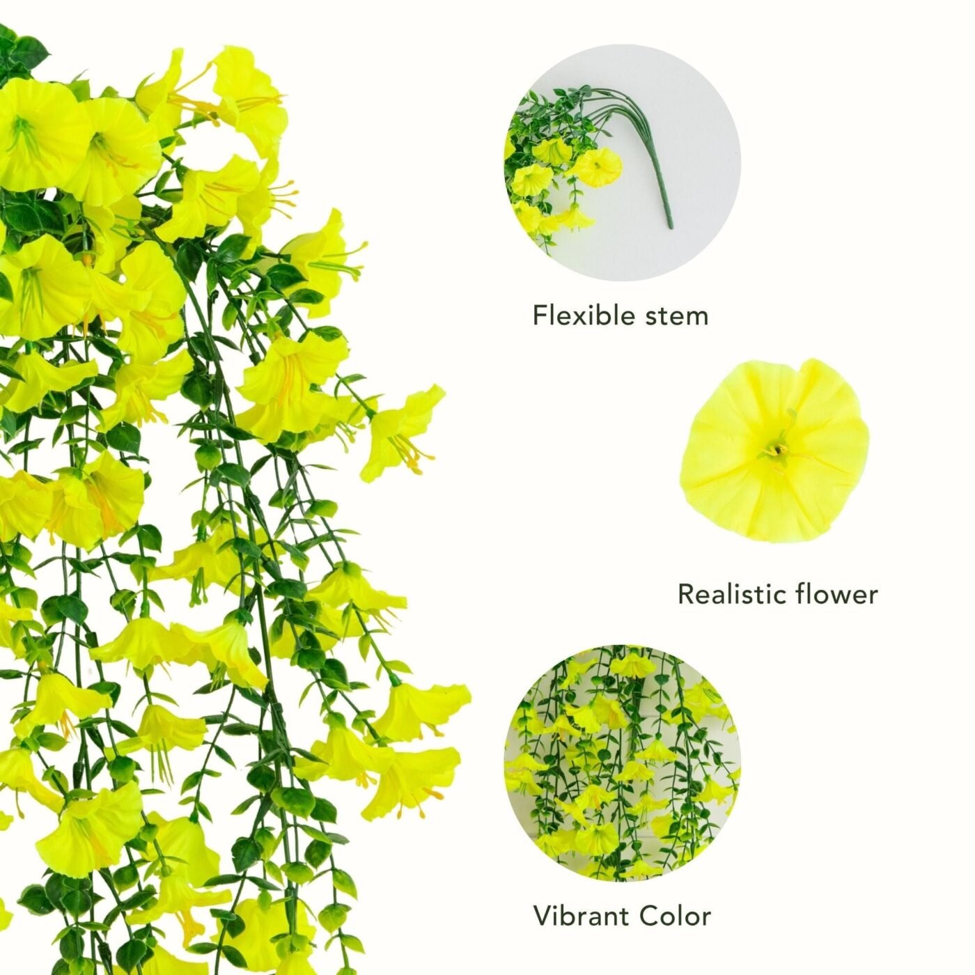 30" UV Resistant Artificial Morning Glory Hanging Plant (Indoor/Outdoor) - Set of 6