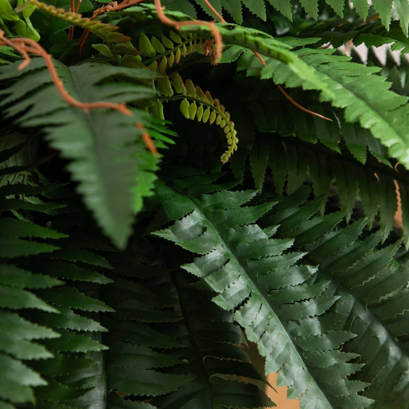 31" Artificial Boston Fern in Patina Metal Planter with Stand