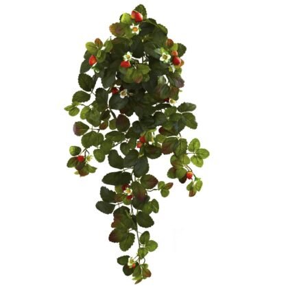 31" Strawberry Hanging Bush with Berry (Set of 2)