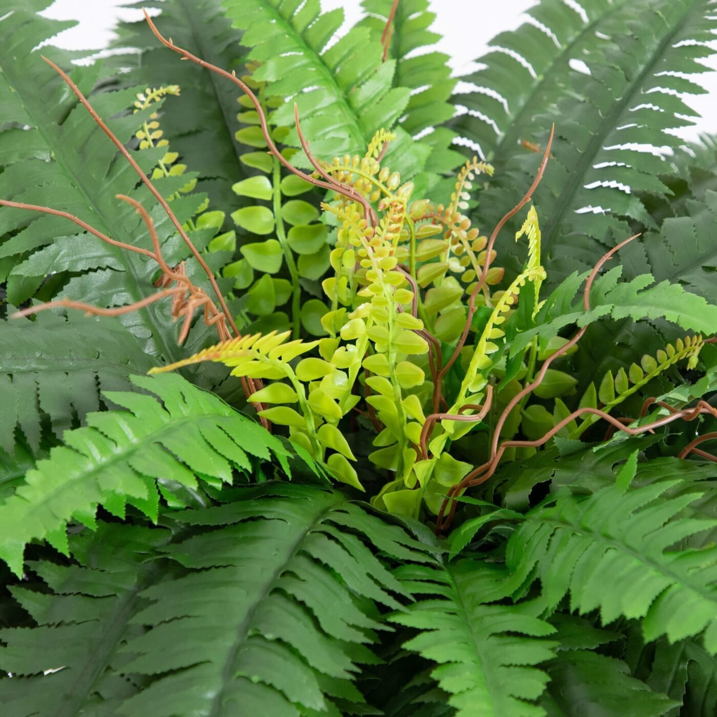 32" Artificial Double Boston Fern in Handmade Mexican Talavera Ceramic Planter
