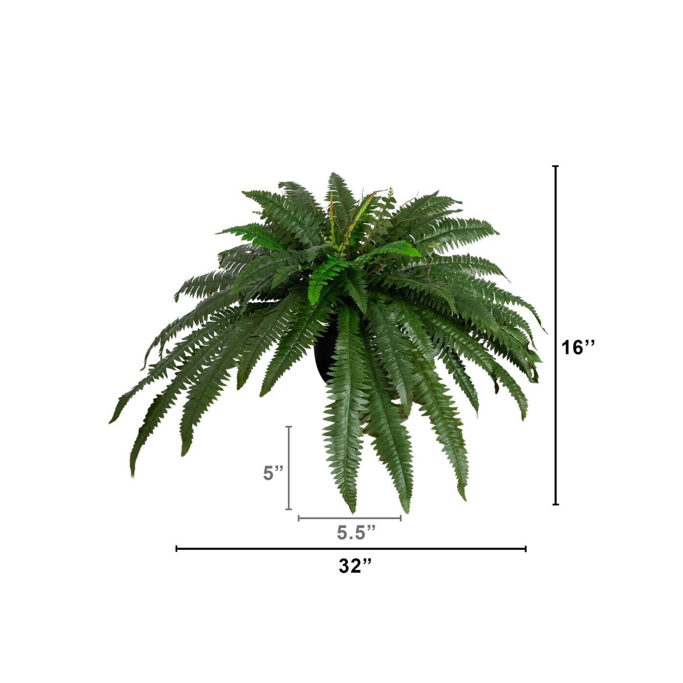 32" Artificial Self-Shaped Boston Fern Plan in Black Planter