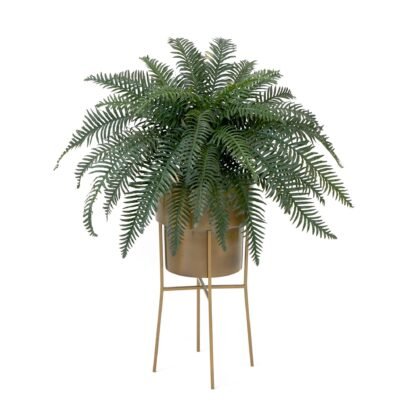 34" Artificial River Fern Plant in Metal Planter with Stand DIY KIT