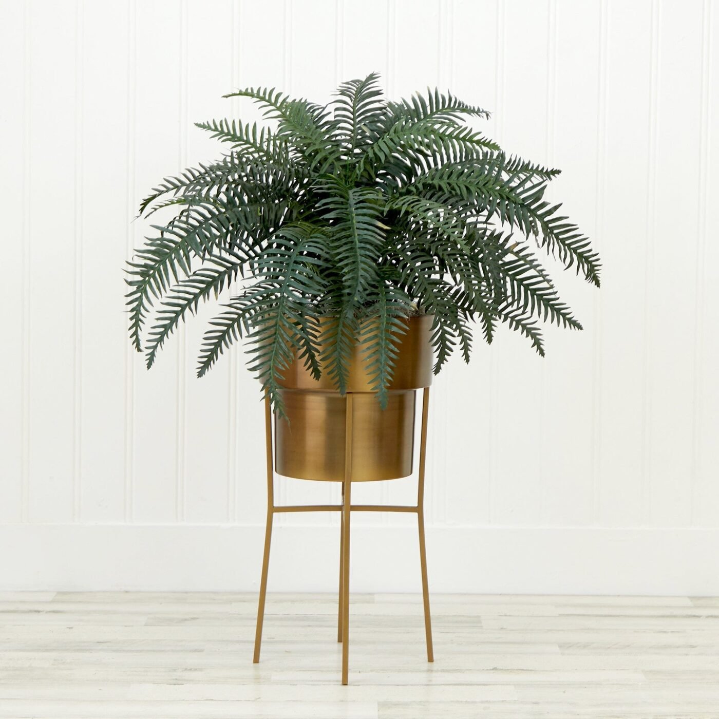 34" Artificial River Fern Plant in Metal Planter with Stand DIY KIT