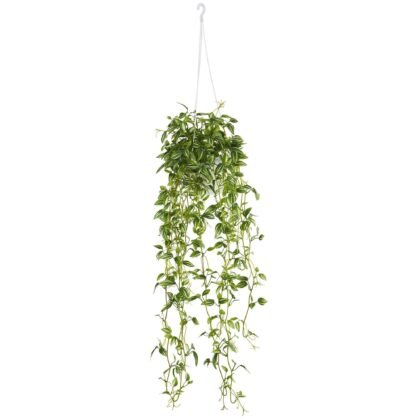 Green Variegated Wandering Jew Hanging Basket Artificial Plant