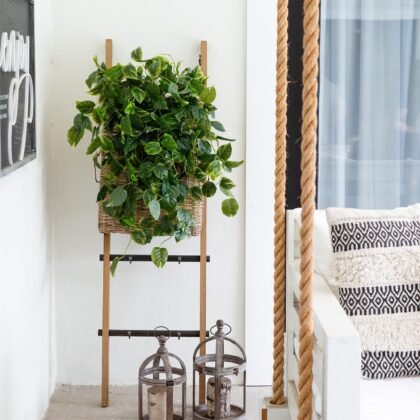 36" UV Resistant Artificial Pothos Hanging Plant (Indoor/Outdoor) - Set of 2