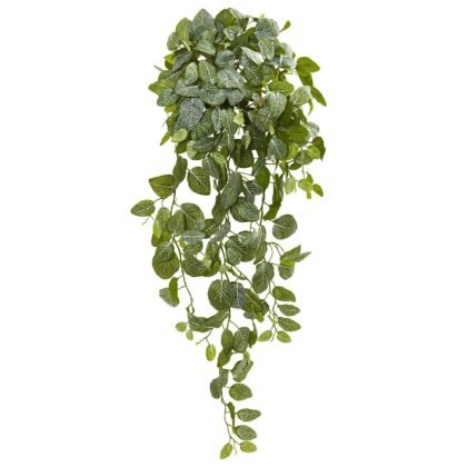 36" Summer Artificial Fittonia Hanging Bush Plant (Set of 2)