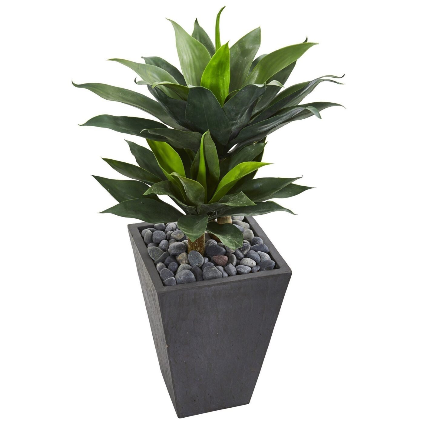 37" Double Agave Succulent Artificial Plant in Slate Planter