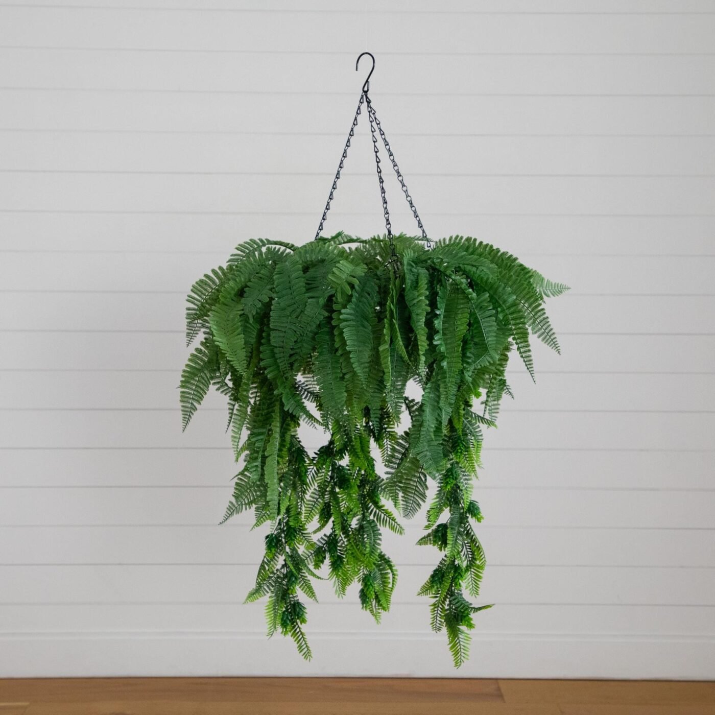 39" UV Resistant Artificial Mixed Ferns Plant in Hanging Ring (Indoor/Outdoor)