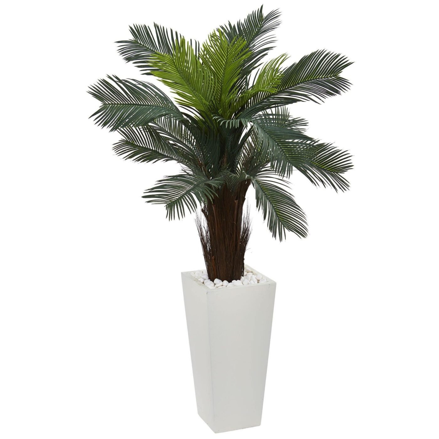 4.5' Cycas Artificial Plant in White Tower Planter Indoor/Outdoor