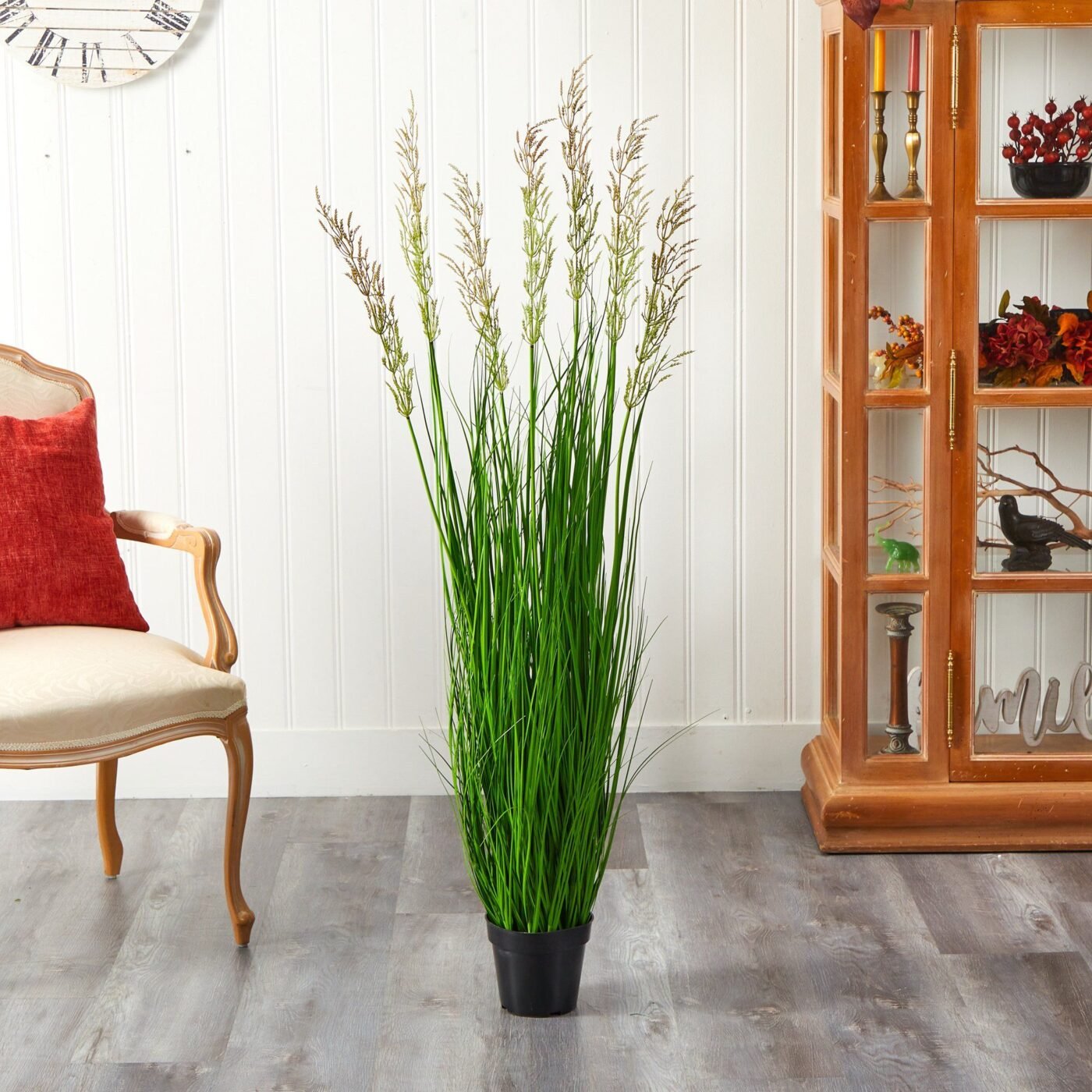 4.5' Plum Grass Artificial Plant with Warm Plumes