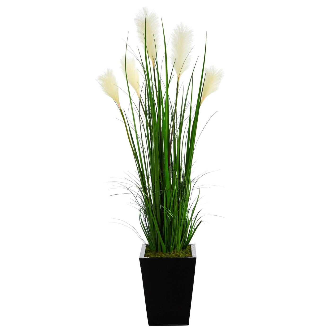 4.5' Wheat Plum Grass Artificial Plant in Black Metal Planter