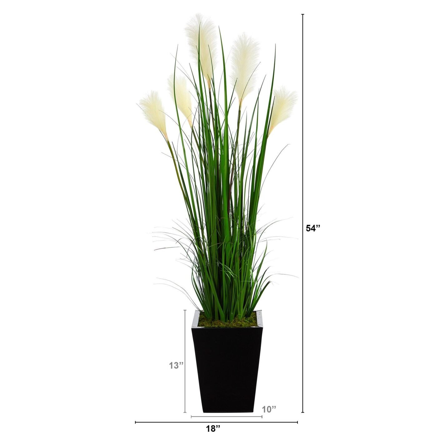 4.5' Wheat Plum Grass Artificial Plant in Black Metal Planter