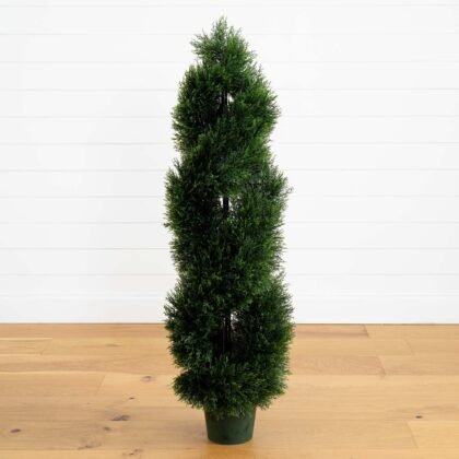 4' Double Pond Cypress Spiral Topiary UV Resistant (Indoor/Outdoor)