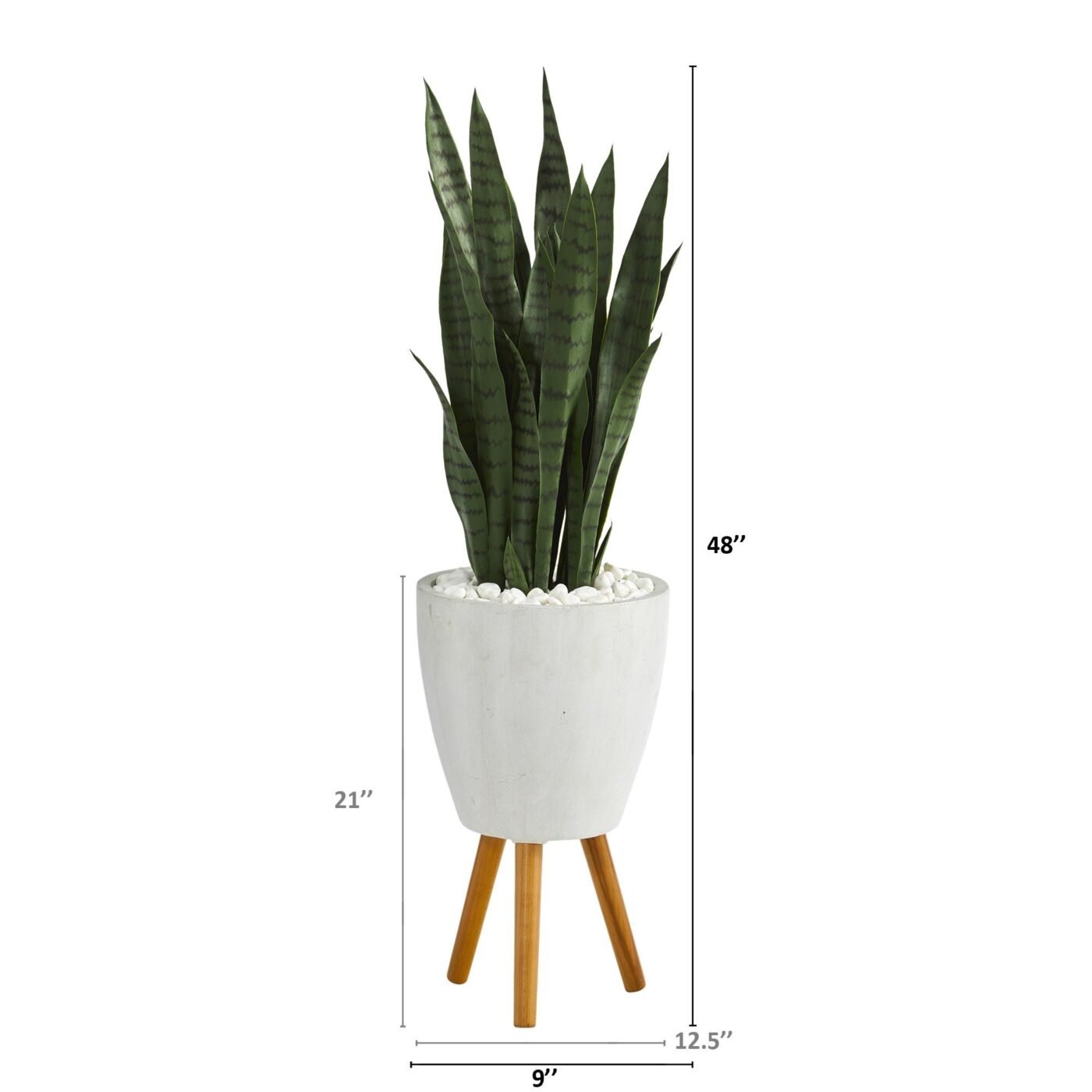 4' Sansevieria Artificial Plant in White Planter with Stand
