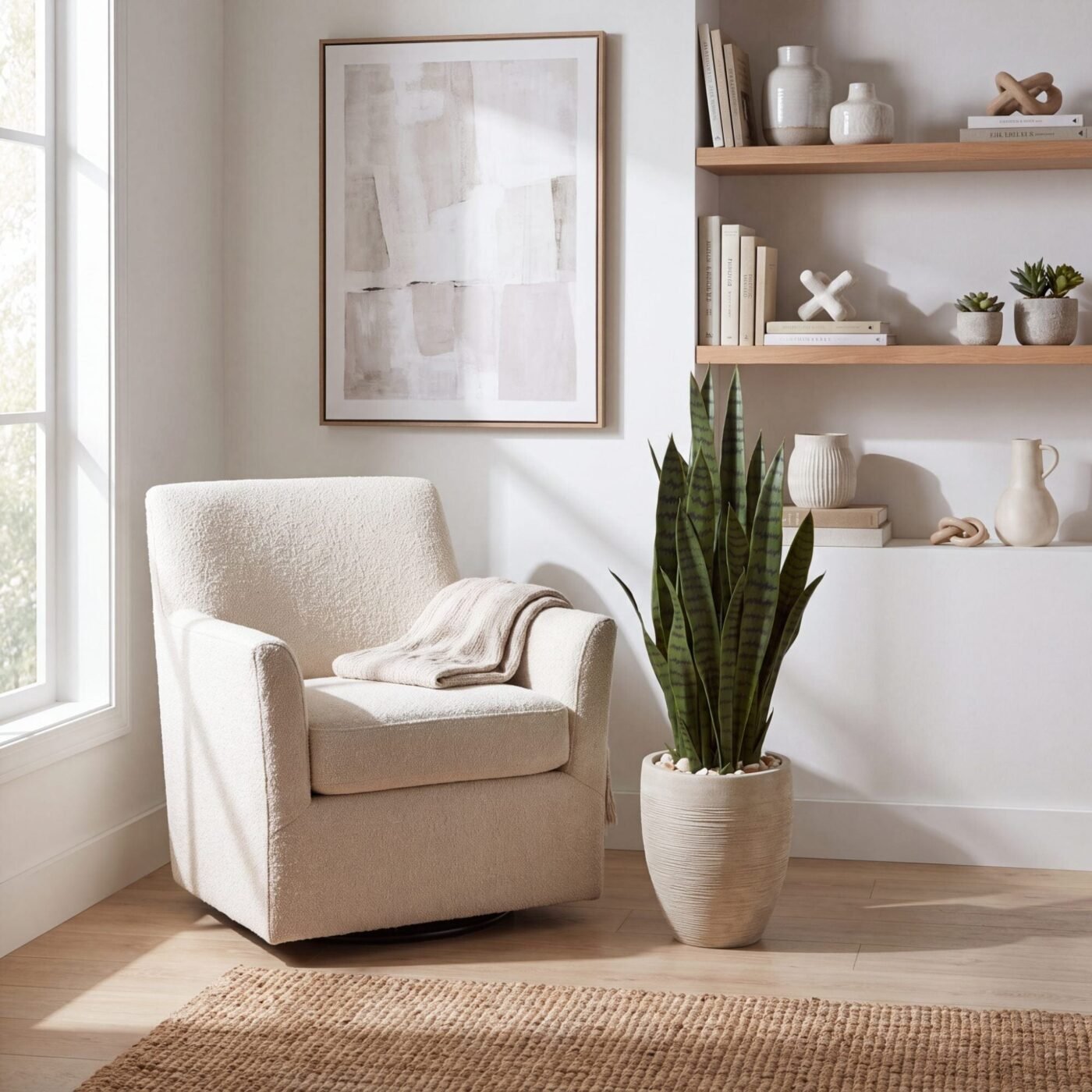 40" Artificial Sansevieria in Sand Colored Planter