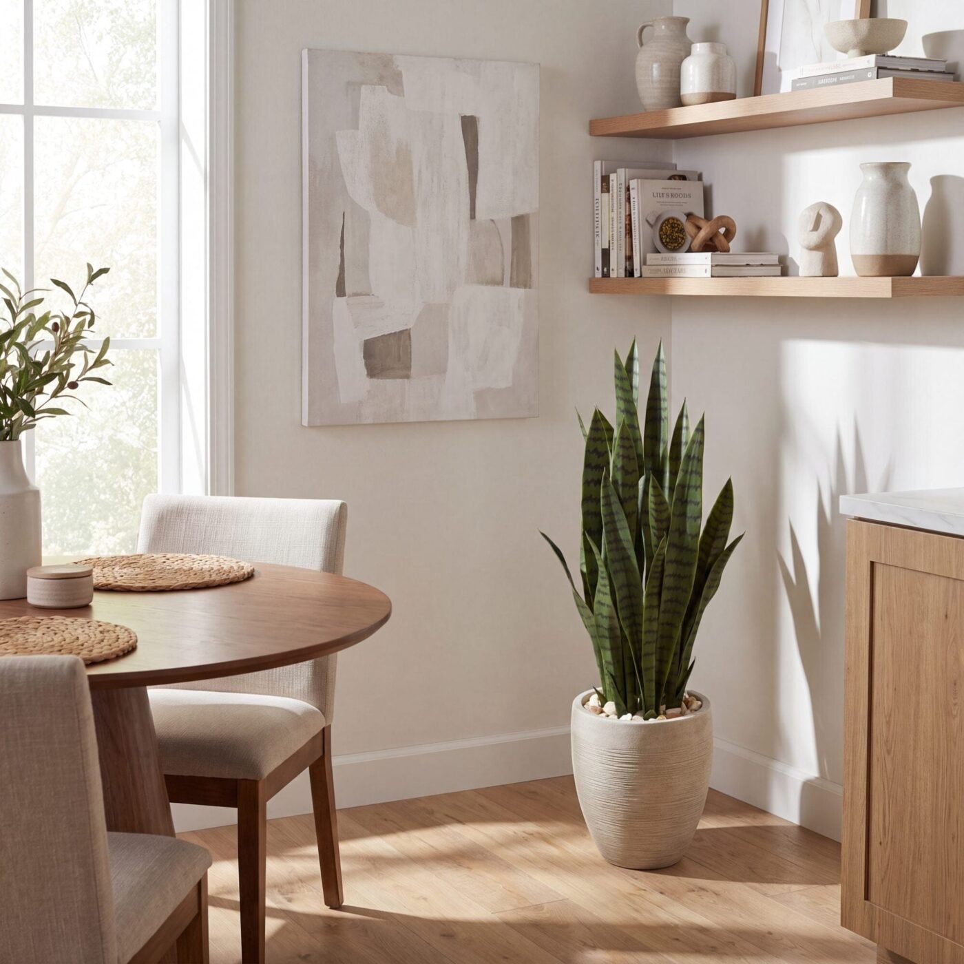 40" Artificial Sansevieria in Sand Colored Planter