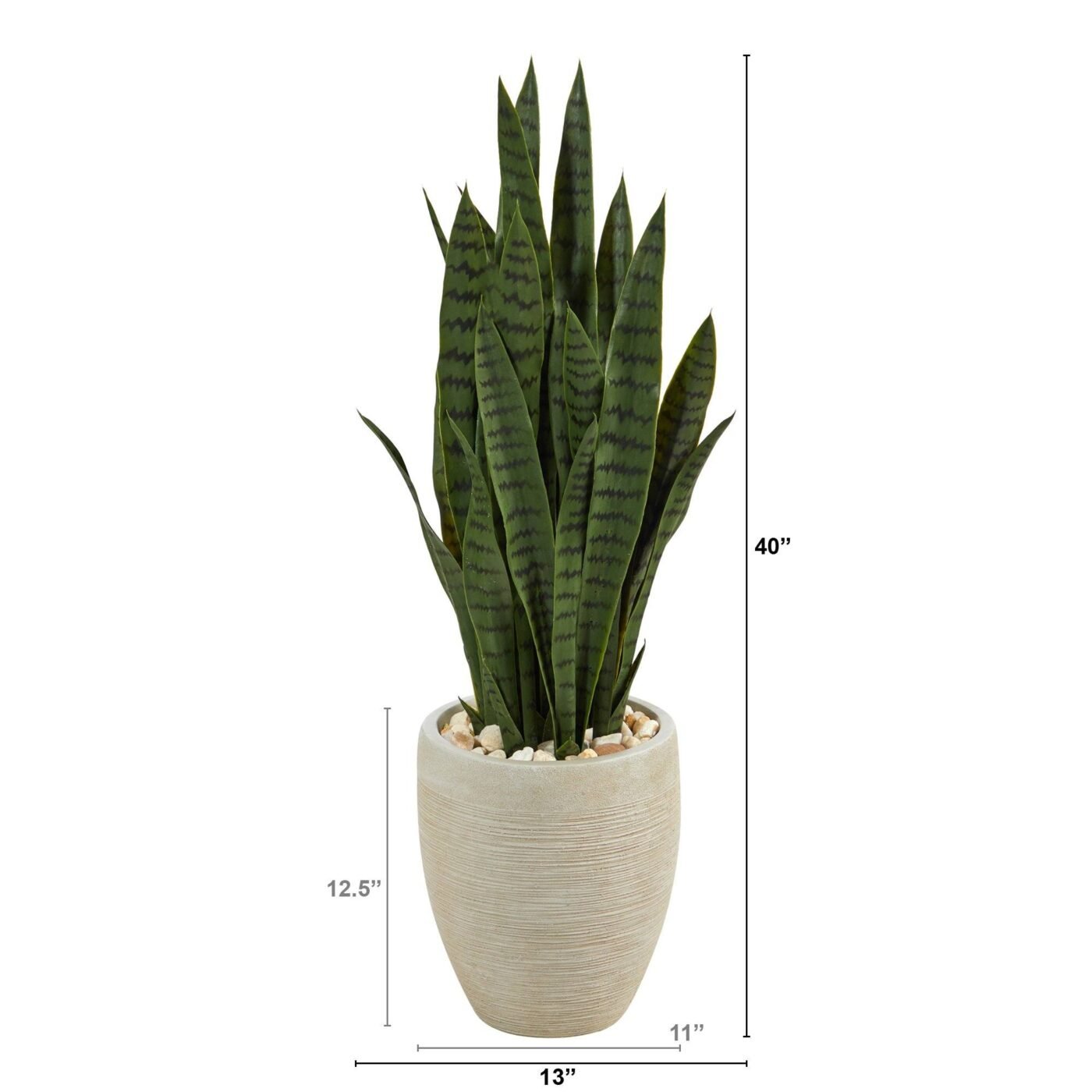 40" Artificial Sansevieria in Sand Colored Planter
