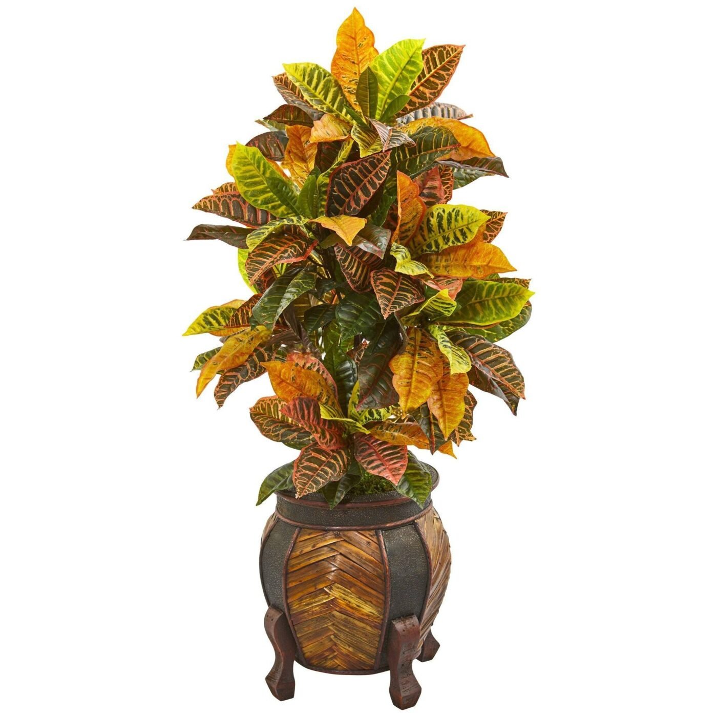 44" Croton Artificial Plant in Decorative Planter(Real Touch)
