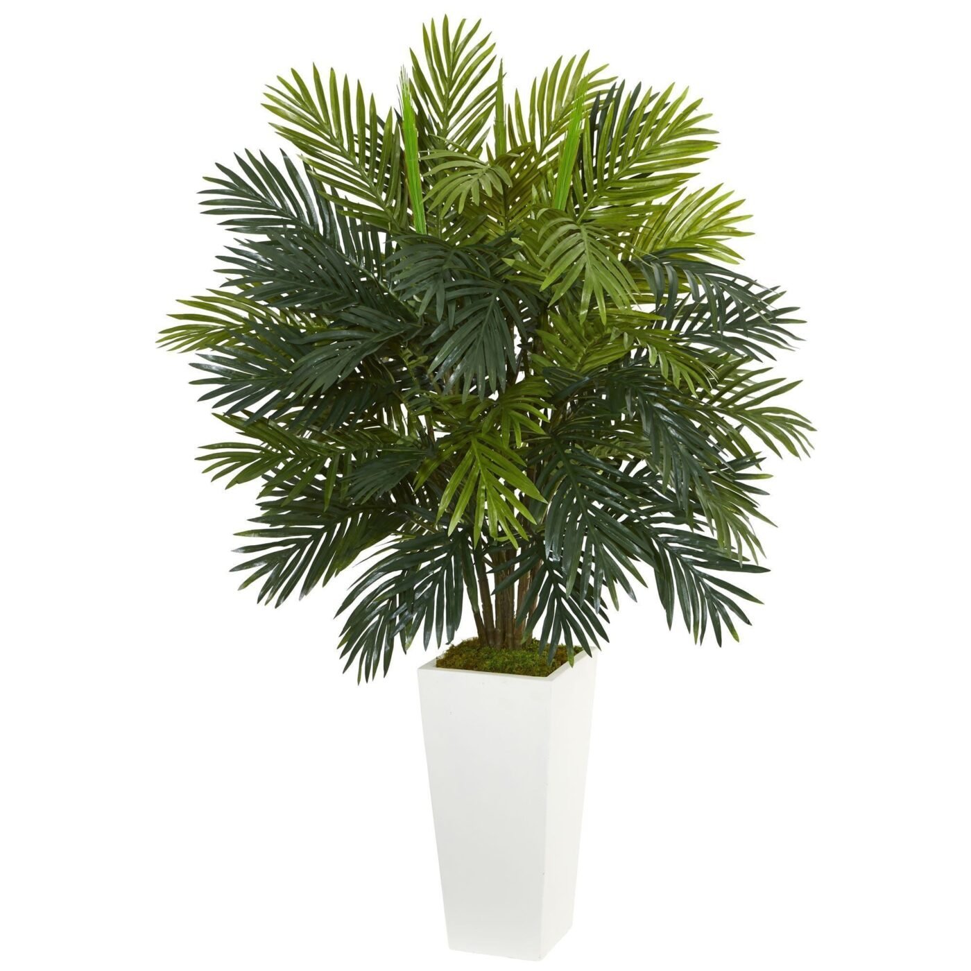 45" Areca Palm Artificial Plant in White Tower Planter