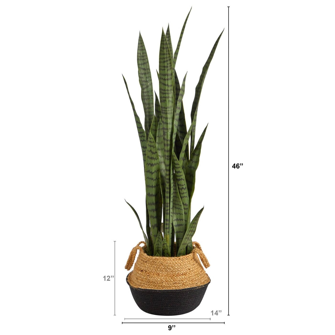 46" Sansevieria Plant in Cotton & Jute Black Woven Planter