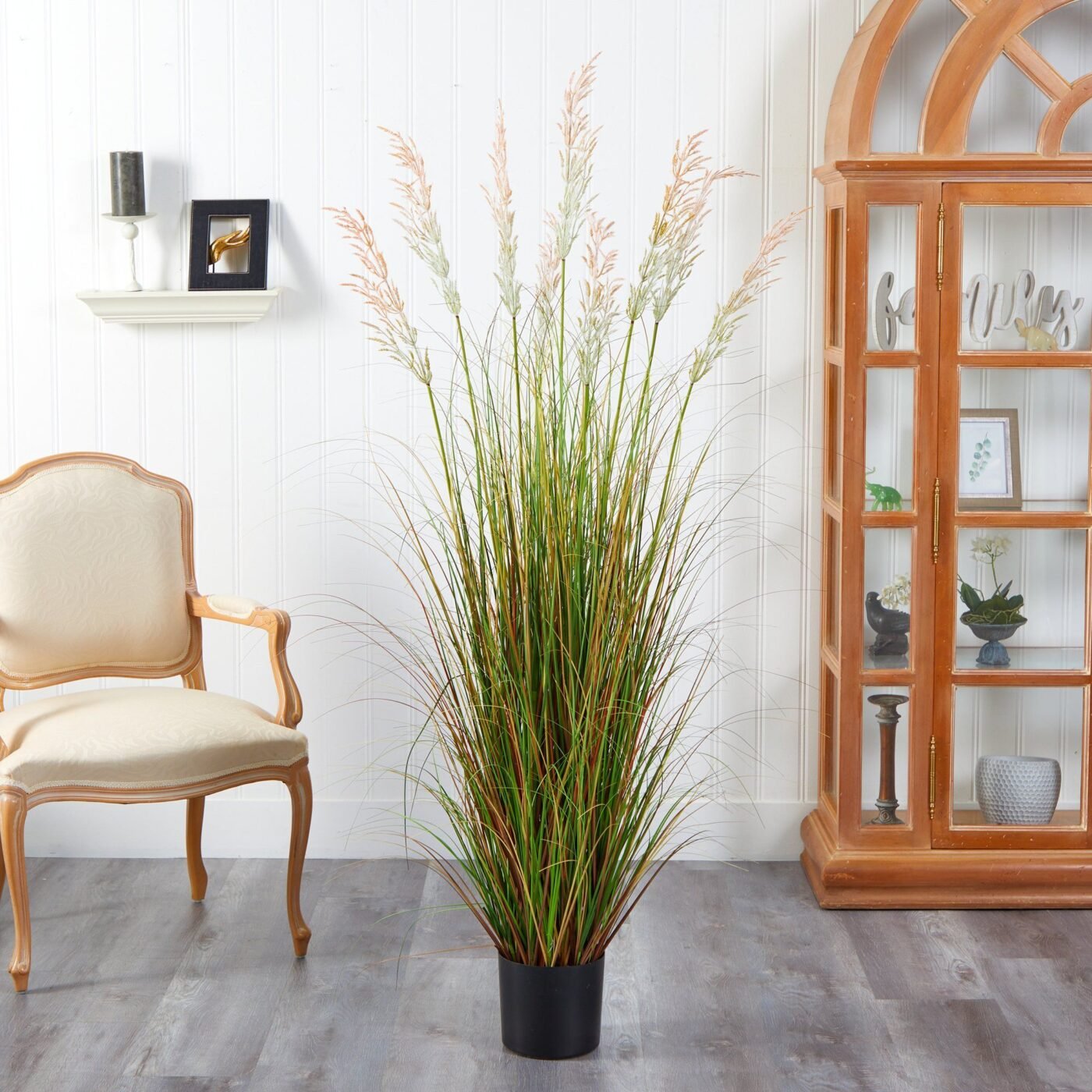 5.5' Plum Grass Artificial Plant with Multicolored Grass
